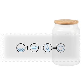 Icons Water Wind Windsurfing - Panoramic Cookie Jar with Wooden Lid - white - Front