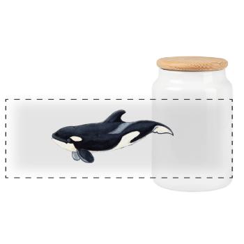 Baby Orca - Baby orca - Baby orca - Panoramic Cookie Jar with Wooden Lid - white - Front