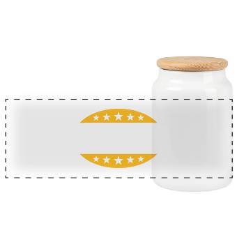 Made In 1983 - Panoramic Cookie Jar with Wooden Lid - white - Front