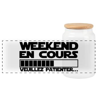 WEEKEND EN COURS - Boîte à biscuits avec couvercle en bois - blanc - Devant