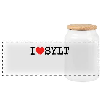 I love Sylt - Panorama Keksdose mit Holzdeckel - Weiß - Vorne