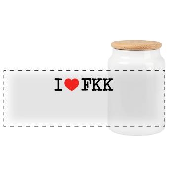 I love FKK - Panorama Keksdose mit Holzdeckel - Weiß - Vorne