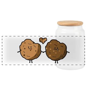 Cookie Love - Panoramic Cookie Jar with Wooden Lid - white - Front