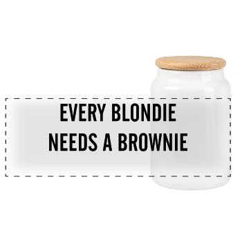 JL EVERY BLONDIE NEEDS A BROWNIE - Panoramic Cookie Jar with Wooden Lid - white - Front