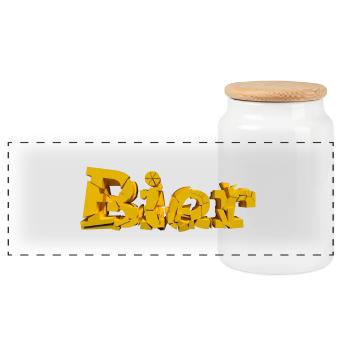 Gelbes Bier - Panorama Keksdose mit Holzdeckel - Weiß - Vorne