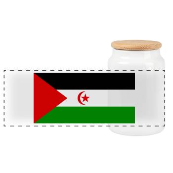 Western Sahara Flag - Panoramic Cookie Jar with Wooden Lid - white - Front