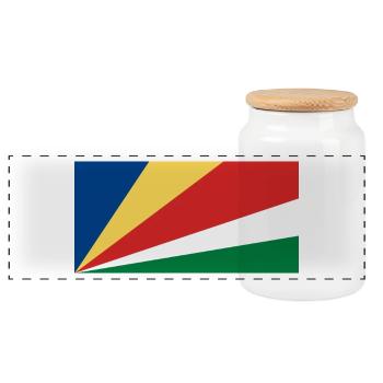 Seychelles flag - Panoramic Cookie Jar with Wooden Lid - white - Front