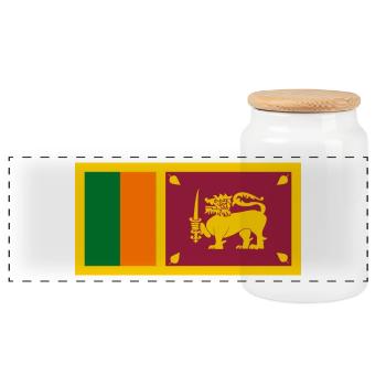 Sri Lanka flag - Panoramic Cookie Jar with Wooden Lid - white - Front