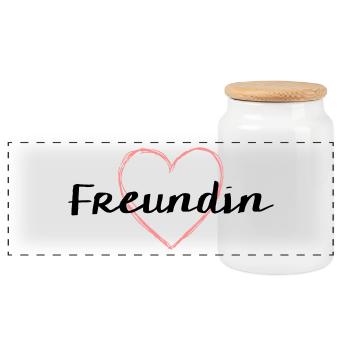 Freundin Herz Junggesellenabschied Beste Freundin - Panorama Keksdose mit Holzdeckel - Weiß - Vorne