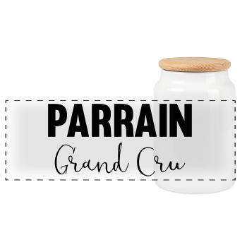 Parrain grand cru - Boîte à biscuits avec couvercle en bois - blanc - Devant