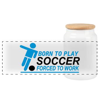 football - Boîte à biscuits avec couvercle en bois - blanc - Devant