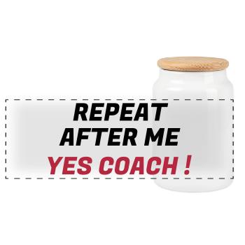 Coach Coaching Trainer Sport Entraineur Team - Panoramic Cookie Jar with Wooden Lid - white - Front
