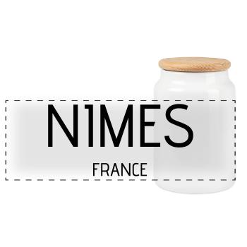 Nimes - Panoramic Cookie Jar with Wooden Lid - white - Front