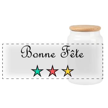 BONNE FÊTE. FÊTE DES MÈRES. FÊTE DES PÈRES. FÊTE - Boîte à biscuits avec couvercle en bois - blanc - Devant