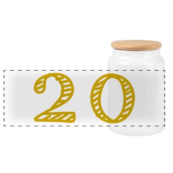 20 ANS. 20e ANNIVERSAIRE. ANNIVERSAIRE 20 ANS. 20 - Boîte à biscuits avec couvercle en bois - blanc - Devant