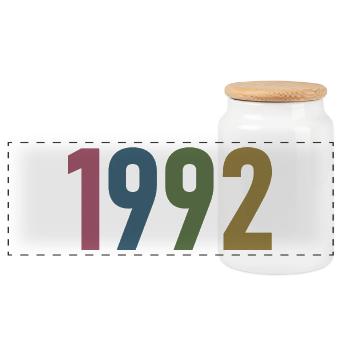 Year 1992, 30 Years Old, 30th Birthday Gift - Panoramic Cookie Jar with Wooden Lid - white - Front