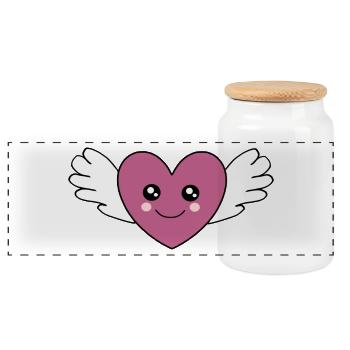 Kawaii Chibi Kawaii Heart Kawaii Manga - Panoramic Cookie Jar with Wooden Lid - white - Front