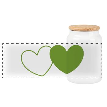 green heart green hearts couples gift - Panoramic Cookie Jar with Wooden Lid - white - Front