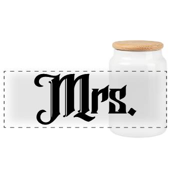 Mrs. Matching Paar Verlobung Hochzeit Flitterwochen - Panorama Keksdose mit Holzdeckel - Weiß - Vorne
