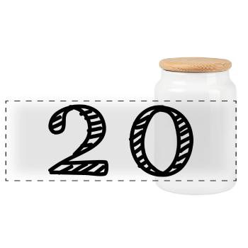 20. 20 YEARS. 20th ANNIVERSARY. 20TH ANNIVERSARY. - Panoramic Cookie Jar with Wooden Lid - white - Front
