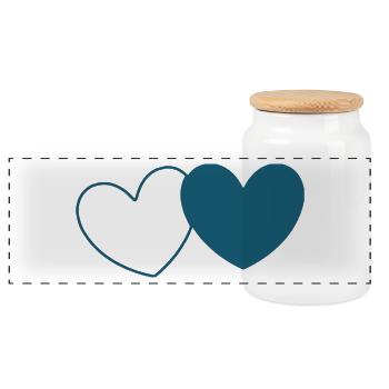 blaues Herz 2 Herzen Valentinstag - Panorama Keksdose mit Holzdeckel - Weiß - Vorne