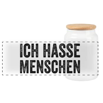 Ich hasse Menschen - Panorama Keksdose mit Holzdeckel - Weiß - Vorne