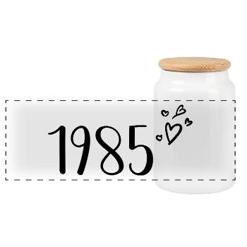 1985 - Panoramic Cookie Jar with Wooden Lid - white - Front