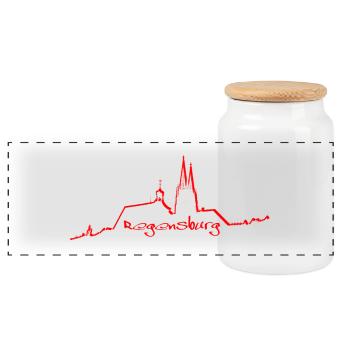 Ligne d’horizon de Ratisbonne rouge - Boîte à biscuits avec couvercle en bois - blanc - Devant