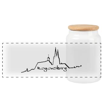 Ratisbonne skyline noir - Boîte à biscuits avec couvercle en bois - blanc - Devant