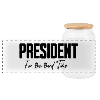 President for the third time in the USA - Panoramic Cookie Jar with Wooden Lid - white - Front