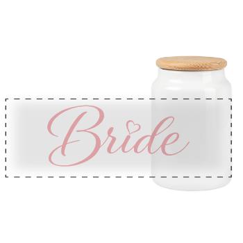 Mariée - Boîte à biscuits avec couvercle en bois - blanc - Devant