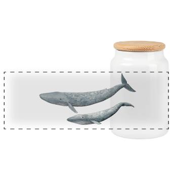 Blue Whale - Blue Whale - Baleine bleue - Boîte à biscuits avec couvercle en bois - blanc - Devant