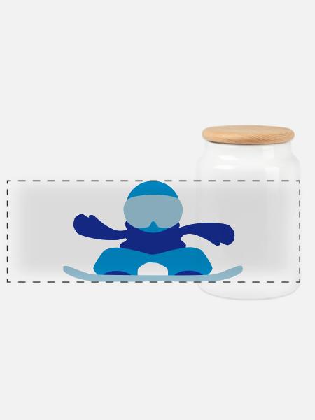 snowboarder - Panoramic Cookie Jar with Wooden Lid - white