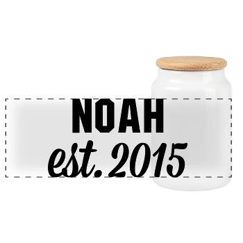 Noah est 2015 - Panorama Keksdose mit Holzdeckel - Weiß - Vorne