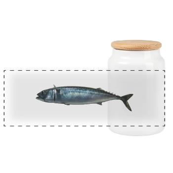 poisson maquereau - Boîte à biscuits avec couvercle en bois - blanc - Devant