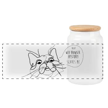 Cat Meme - Historique du navigateur Web effrayant - Boîte à biscuits avec couvercle en bois - blanc - Devant
