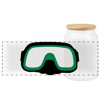 Masque de plongée sous-marine - Boîte à biscuits avec couvercle en bois - blanc - Devant