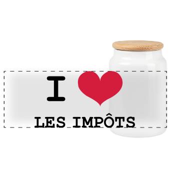 I Love Taxes - Panoramic Cookie Jar with Wooden Lid - white - Front
