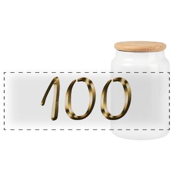 100 ans d'or 100ème anniversaire - Boîte à biscuits avec couvercle en bois - blanc - Devant