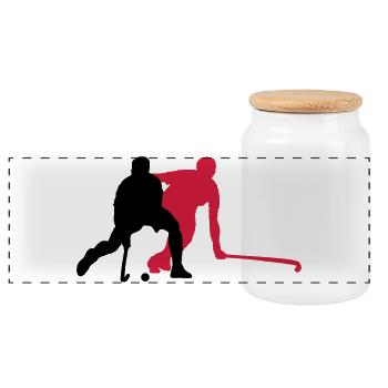 hockey sur gazon - Boîte à biscuits avec couvercle en bois - blanc - Devant