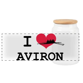 I Love Aviron - Boîte à biscuits avec couvercle en bois - blanc - Devant