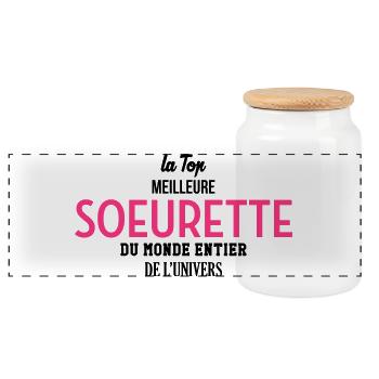 Soeur Soeurette Frère Naissance Bébé Sœur - Boîte à biscuits avec couvercle en bois - blanc - Devant