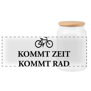 Kommt Zeit Rad - Panorama Keksdose mit Holzdeckel - Weiß - Vorne