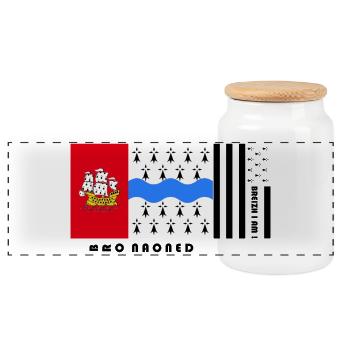 Brittany - Coat of arms Pays de Nantes - Panoramic Cookie Jar with Wooden Lid - white - Front