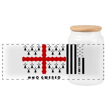Brittany - Coat of arms Pays de Vannes - Panoramic Cookie Jar with Wooden Lid - white - Front