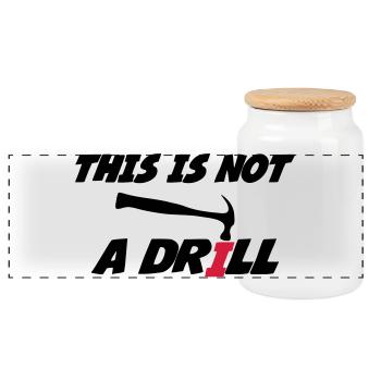 This is not a drill 🔨 - Panoramic Cookie Jar with Wooden Lid - white - Front