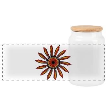 star - Panoramic Cookie Jar with Wooden Lid - white - Front