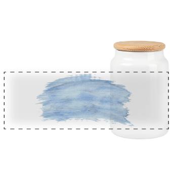 Background Blau Schwarz - Panorama Keksdose mit Holzdeckel - Weiß - Vorne
