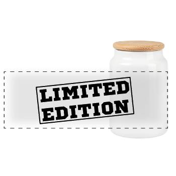 limited edition symbol gift limited fun - Panoramic Cookie Jar with Wooden Lid - white - Front