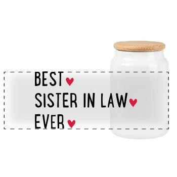 Best sister in law - Panorama Keksdose mit Holzdeckel - Weiß - Vorne